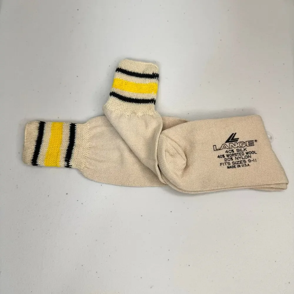 VTG Lange USA Super Silk Winter Ski Socks Silk/Wool Blend Fit Size 9-11 USA Made